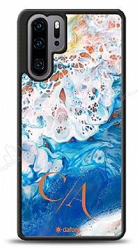 Dafoni Glossy Huawei P30 Pro Kişiye Özel Çift Harf Simli Okyanus Mermer Kılıf - 1