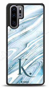 Dafoni Glossy Huawei P30 Pro Kişiye Özel Harf Simli Mavi Mermer Kılıf - 1