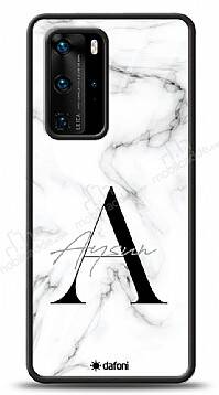 Dafoni Glossy Huawei P40 Kişiye Özel Harf İsimli White Marble Kılıf - 1