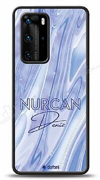 Dafoni Glossy Huawei P40 Kişiye Özel Simli Cornflower Mermer Kılıf - 1