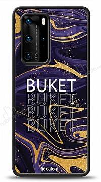 Dafoni Glossy Huawei P40 Kişiye Özel Simli Mor Mermer Kılıf - 1