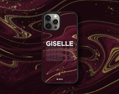 Dafoni Glossy iPhone 11 Kişiye Özel İsimli Simli Bordo Mermer Desenli Kılıf - 2