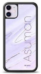 Dafoni Glossy iPhone 11 Kişiye Özel İsimli Simli Mor Mermer Kılıf - 1