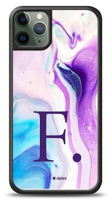 Dafoni Glossy iPhone 11 Pro Kişiye Özel Harf Simli Pembe Mermer Desenli Kılıf - 1