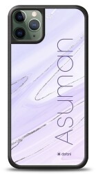 Dafoni Glossy iPhone 11 Pro Kişiye Özel İsimli Simli Mor Mermer Kılıf - 1