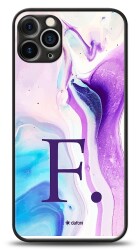 Dafoni Glossy iPhone 12 Pro 6.1 inç Kişiye Özel Harf Simli Pembe Mermer Desenli Kılıf - 1