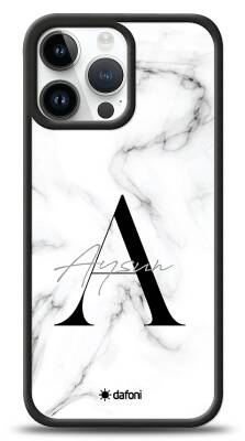 Dafoni Glossy iPhone 13 Pro Max Kişiye Özel Harf İsimli White Marble Kılıf - 1