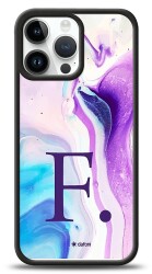 Dafoni Glossy iPhone 13 Pro Max Kişiye Özel Harf Simli Pembe Mermer Desenli Kılıf - 1