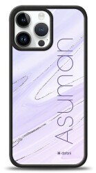 Dafoni Glossy iPhone 14 Pro Kişiye Özel İsimli Simli Mor Mermer Kılıf - 1