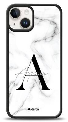 Dafoni Glossy iPhone 15 Kişiye Özel Harf İsimli White Marble Kılıf - 1