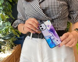 Dafoni Glossy iPhone 15 Kişiye Özel Harf Simli Pembe Mermer Desenli Kılıf - 2