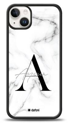 Dafoni Glossy iPhone 15 Plus Kişiye Özel Harf İsimli White Marble Kılıf - 1