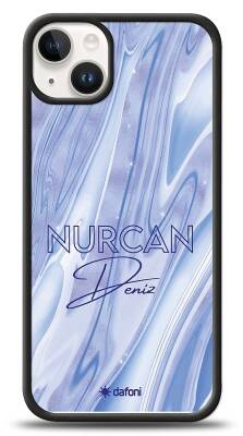 Dafoni Glossy iPhone 15 Plus Kişiye Özel Simli Cornflower Mermer Kılıf - 1