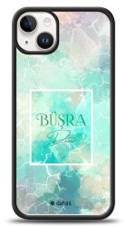 Dafoni Glossy iPhone 15 Plus Kişiye Özel Simli Renkli Mermer Kılıf - 1