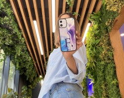 Dafoni Glossy iPhone XS Kişiye Özel Harf Simli Pembe Mermer Desenli Kılıf - 3