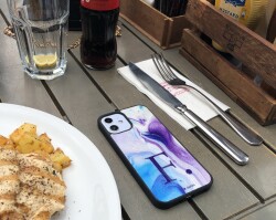 Dafoni Glossy iPhone XS Kişiye Özel Harf Simli Pembe Mermer Desenli Kılıf - 5