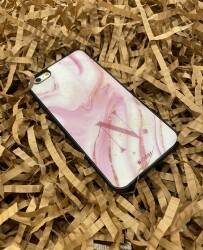 Dafoni Glossy iPhone XS Max Kişiye Özel Harf Simli Pembe Mermer Kılıf - 2