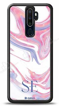 Dafoni Glossy Oppo A9 2020 Kişiye Özel Çift Harf Simli Pembe Mermer Kılıf - 1