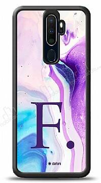 Dafoni Glossy Oppo A9 2020 Kişiye Özel Harf Simli Pembe Mermer Desenli Kılıf - 1