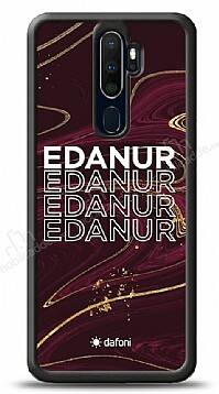 Dafoni Glossy Oppo A9 2020 Kişiye Özel İsimli Simli Bordo Mermer Desenli Kılıf - 1