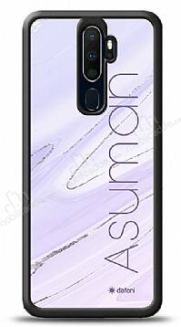 Dafoni Glossy Oppo A9 2020 Kişiye Özel İsimli Simli Mor Mermer Kılıf - 1