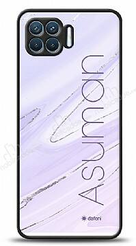 Dafoni Glossy Oppo Reno4 Lite Kişiye Özel İsimli Simli Mor Mermer Kılıf - 1