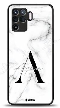 Dafoni Glossy Oppo Reno5 Lite Kişiye Özel Harf İsimli White Marble Kılıf - 1