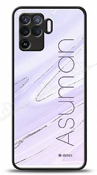 Dafoni Glossy Oppo Reno5 Lite Kişiye Özel İsimli Simli Mor Mermer Kılıf - 1