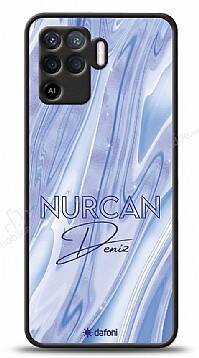 Dafoni Glossy Oppo Reno5 Lite Kişiye Özel Simli Cornflower Mermer Kılıf - 1