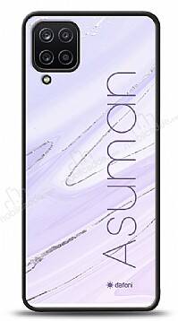 Dafoni Glossy Samsung Galaxy A12 Kişiye Özel İsimli Simli Mor Mermer Kılıf - 1