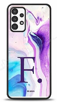 Dafoni Glossy Samsung Galaxy A13 Kişiye Özel Harf Simli Pembe Mermer Desenli Kılıf - 1