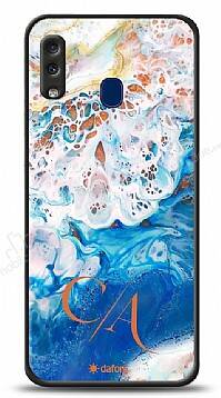 Dafoni Glossy Samsung Galaxy A20 / A30 Kişiye Özel Çift Harf Simli Okyanus Mermer Kılıf - 1