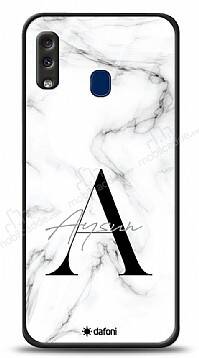 Dafoni Glossy Samsung Galaxy A20 / A30 Kişiye Özel Harf İsimli White Marble Kılıf - 1