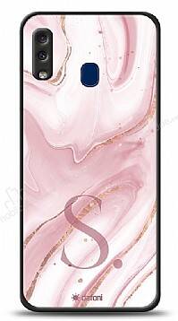 Dafoni Glossy Samsung Galaxy A20 / A30 Kişiye Özel Harf Simli Pembe Mermer Kılıf - 1