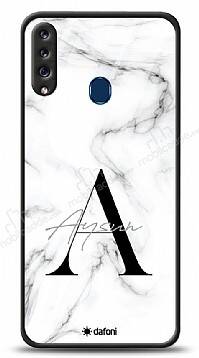 Dafoni Glossy Samsung Galaxy A20S Kişiye Özel Harf İsimli White Marble Kılıf - 1