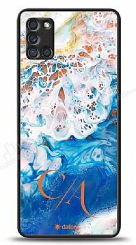 Dafoni Glossy Samsung Galaxy A31 Kişiye Özel Çift Harf Simli Okyanus Mermer Kılıf - 1