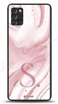 Dafoni Glossy Samsung Galaxy A31 Kişiye Özel Harf Simli Pembe Mermer Kılıf - 1