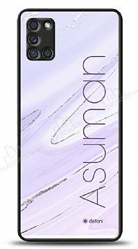 Dafoni Glossy Samsung Galaxy A31 Kişiye Özel İsimli Simli Mor Mermer Kılıf - 1