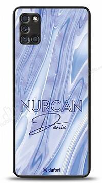 Dafoni Glossy Samsung Galaxy A31 Kişiye Özel Simli Cornflower Mermer Kılıf - 1