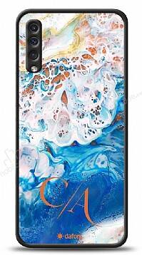 Dafoni Glossy Samsung Galaxy A50 Kişiye Özel Çift Harf Simli Okyanus Mermer Kılıf - 1