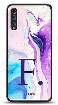 Dafoni Glossy Samsung Galaxy A50 Kişiye Özel Harf Simli Pembe Mermer Desenli Kılıf - 1