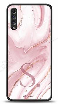 Dafoni Glossy Samsung Galaxy A50 Kişiye Özel Harf Simli Pembe Mermer Kılıf - 1