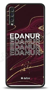 Dafoni Glossy Samsung Galaxy A50 Kişiye Özel İsimli Simli Bordo Mermer Desenli Kılıf - 1