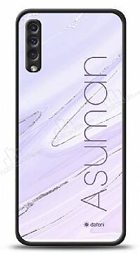 Dafoni Glossy Samsung Galaxy A50 Kişiye Özel İsimli Simli Mor Mermer Kılıf - 1