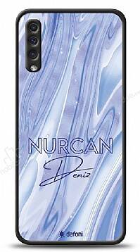 Dafoni Glossy Samsung Galaxy A50 Kişiye Özel Simli Cornflower Mermer Kılıf - 1