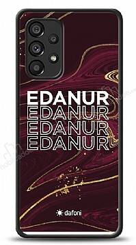 Dafoni Glossy Samsung Galaxy A53 5G Kişiye Özel İsimli Simli Bordo Mermer Desenli Kılıf - 1