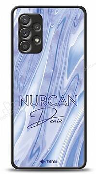 Dafoni Glossy Samsung Galaxy A72 Kişiye Özel Simli Cornflower Mermer Kılıf - 1