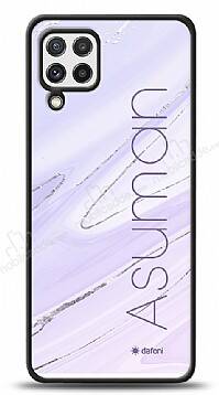 Dafoni Glossy Samsung Galaxy M22 Kişiye Özel İsimli Simli Mor Mermer Kılıf - 1