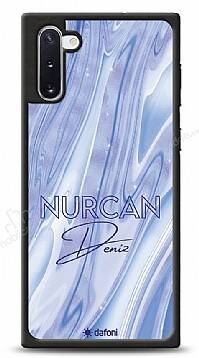 Dafoni Glossy Samsung Galaxy Note 10 Kişiye Özel Simli Cornflower Mermer Kılıf - 1