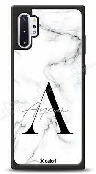 Dafoni Glossy Samsung Galaxy Note 10 Plus Kişiye Özel Harf İsimli White Marble Kılıf - 1